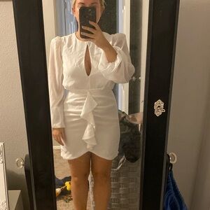 NBD White Long Sleeve Dress